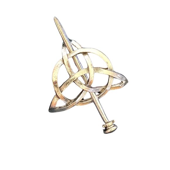 Celtic Trinity Knot Triquetra Hair Slide Silver Alloy Stick Thick Hair Holder - Picture 1 of 5